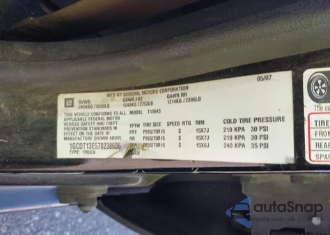 2007 Chevrolet Colorado Lt z USA, uszkodzony, nr VIN 1GCDT13E578238606